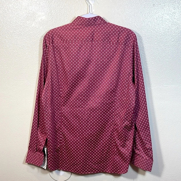 Ted Baker MENS PINK GEOMETRIC FLORAL PRINT STRETCH COTTON SHIRT in pink size 4/L - Picture 5 of 11
